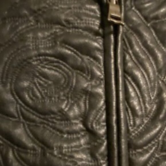 BCBGMaxAzria Cropped Leather Jacket with Rose Detailing - Picture 2 of 9